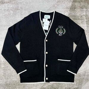 Casablanca Black Contrast-Trim Cardigan Sweater
